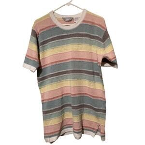 Vintage Large BLAIR Pastel Pink Blue Yellow White Long Short Sleeve Knit Sweater